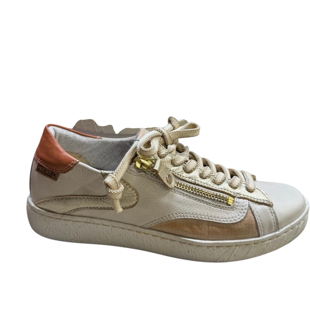 PIKOLINOS Lanzarote Cream/Tan Casual Leather‎ Sneakers w/zipper